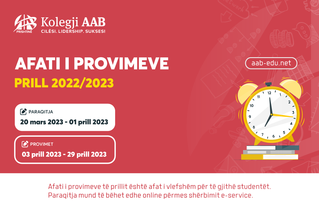 Notice: April exam deadline