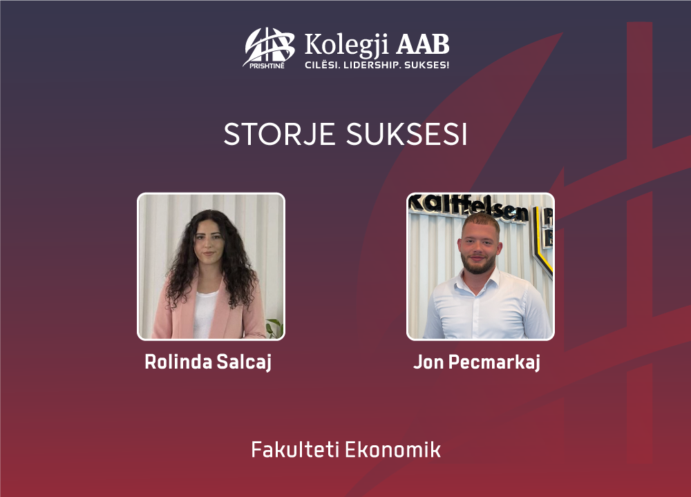 The two students of AAB College Gjakovë engage in practical work at Raiffeisen Bank