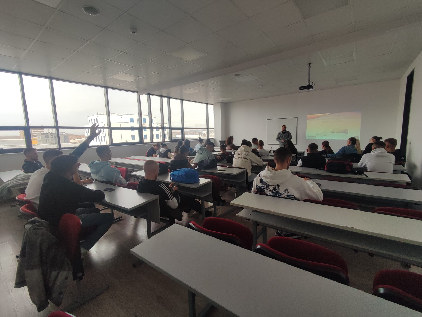 Nderim Limani from Veliko Tarnovo University in Bulgaria gives a lecture to the students of AAB College